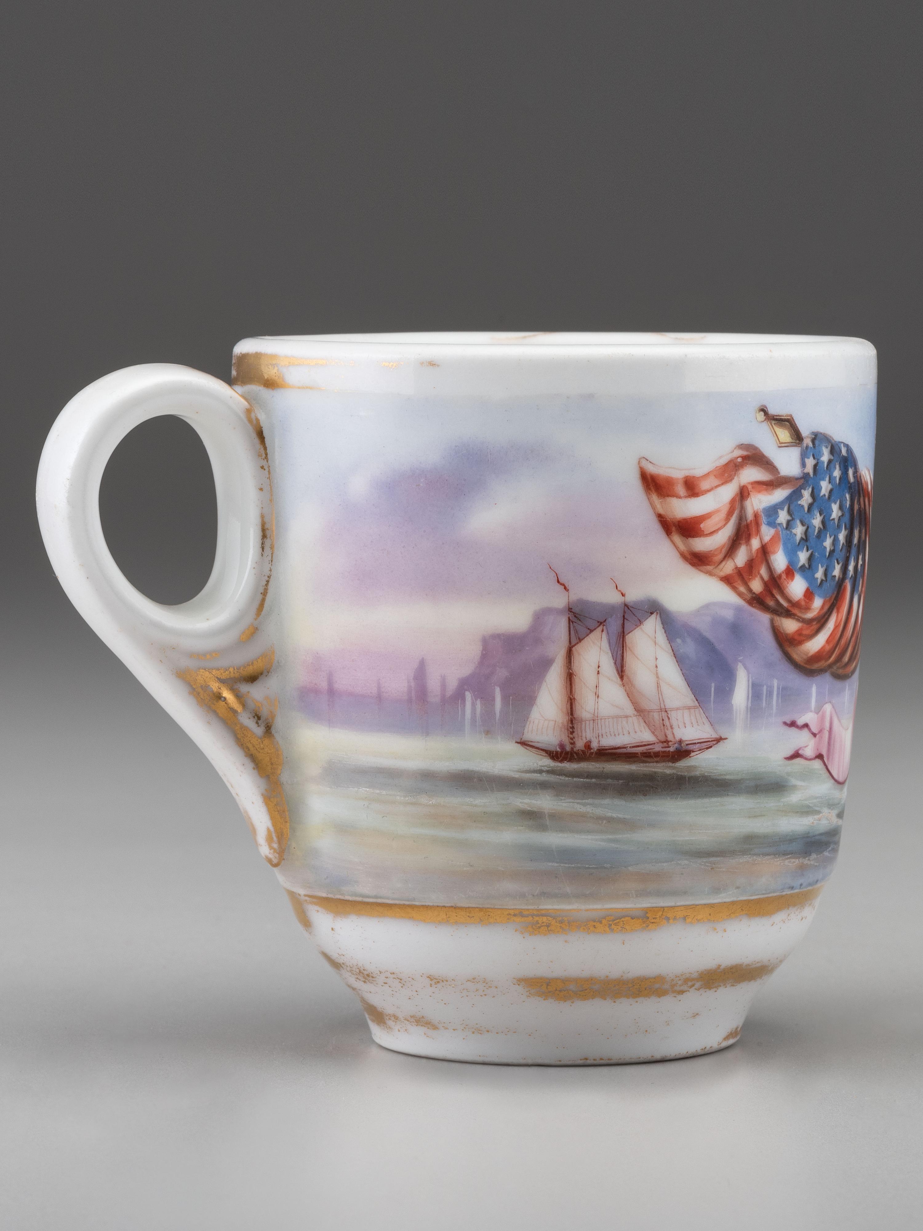 Two Painted Porcelain Shaving Mugs
