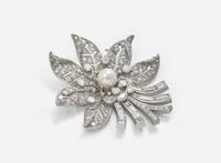 A Platinum and Diamond Flower Brooch