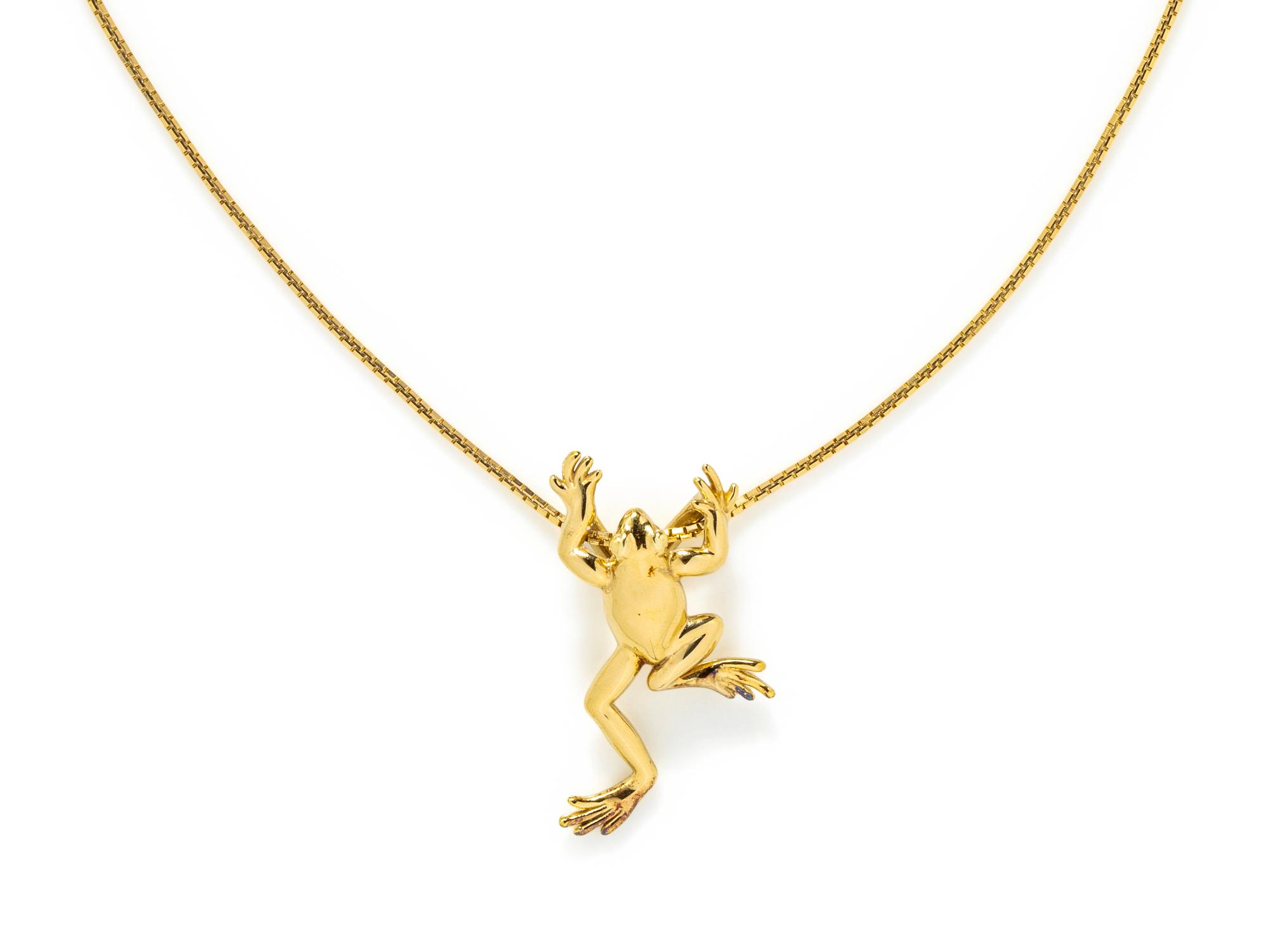 YELLOW GOLD FROG PENDANT NECKLACE