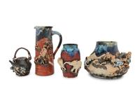 Four Japanese Sumidagawa Pottery Vessels