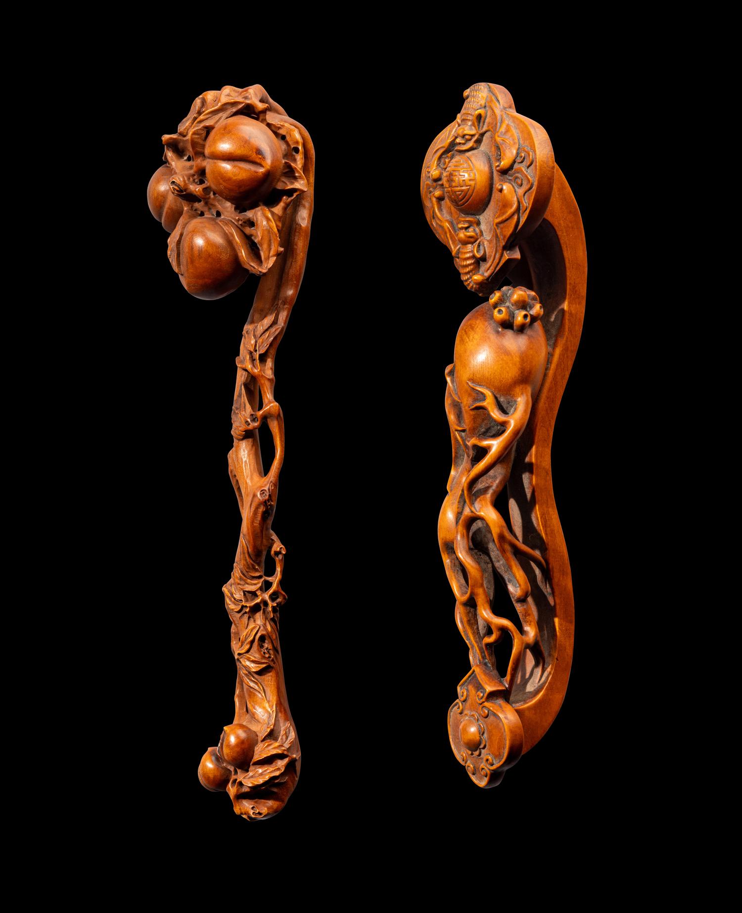 Two Chinese Boxwood Ruyi Scepters