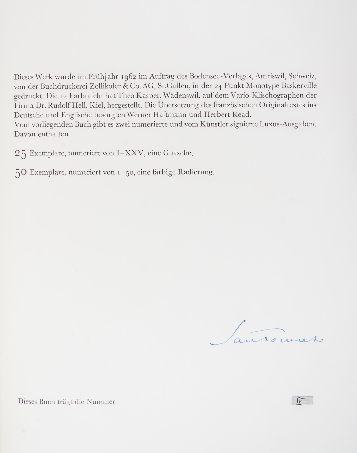 SANTOMASO, GUISEPPE. Cicale e cattedrali. Bodensee, 1962. Limited, signed, with original gouache.