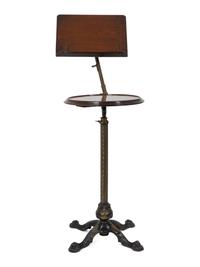 An English Mahogany and Brass Table with Adjustable Book Shelf — 19TH/20TH CENTURY