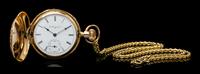 A 14 Karat Tricolor Gold Hunter Case Pocket Watch, Elgin, Circa 1892,