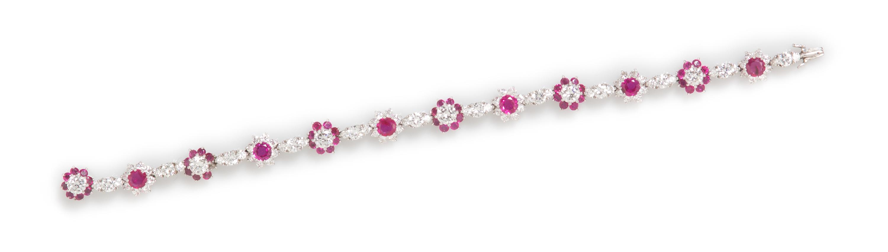 A Vintage Platinum, Diamond and Ruby Bracelet, 12.40 dwts.