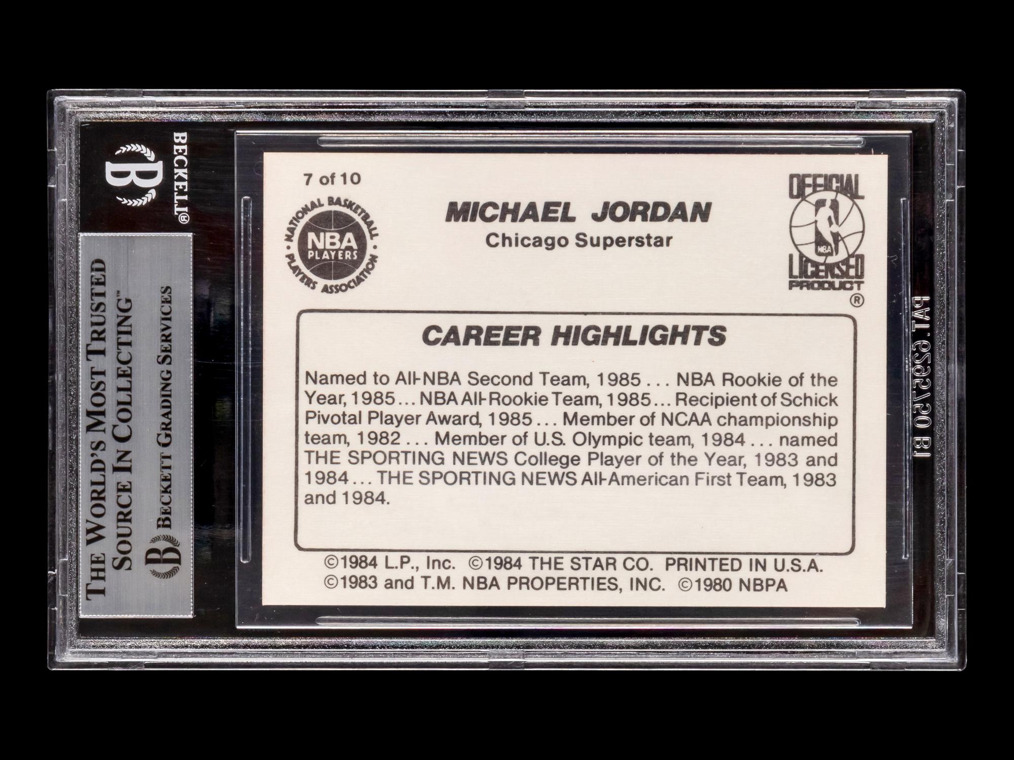 A 1986 Star Michael Jordan Set Career Highlights Card No. 7 (BGS 7 NEAR MINT)