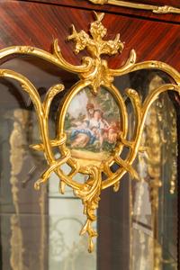 A Pair of Louis XV Style Gilt Bronze Mounted Vitrine Cabinets