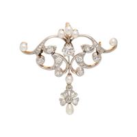 EDWARDIAN, DIAMOND AND PEARL PENDANT/BROOCH
