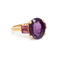 YELLOW GOLD, AMETHYST AND TOURMALINE RING