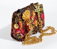 A Gianni Versace Silk Shell Print Ornate Shoulder Bag, 9.25" x 6.5" x 2.75"; Strap drop: 20.5".