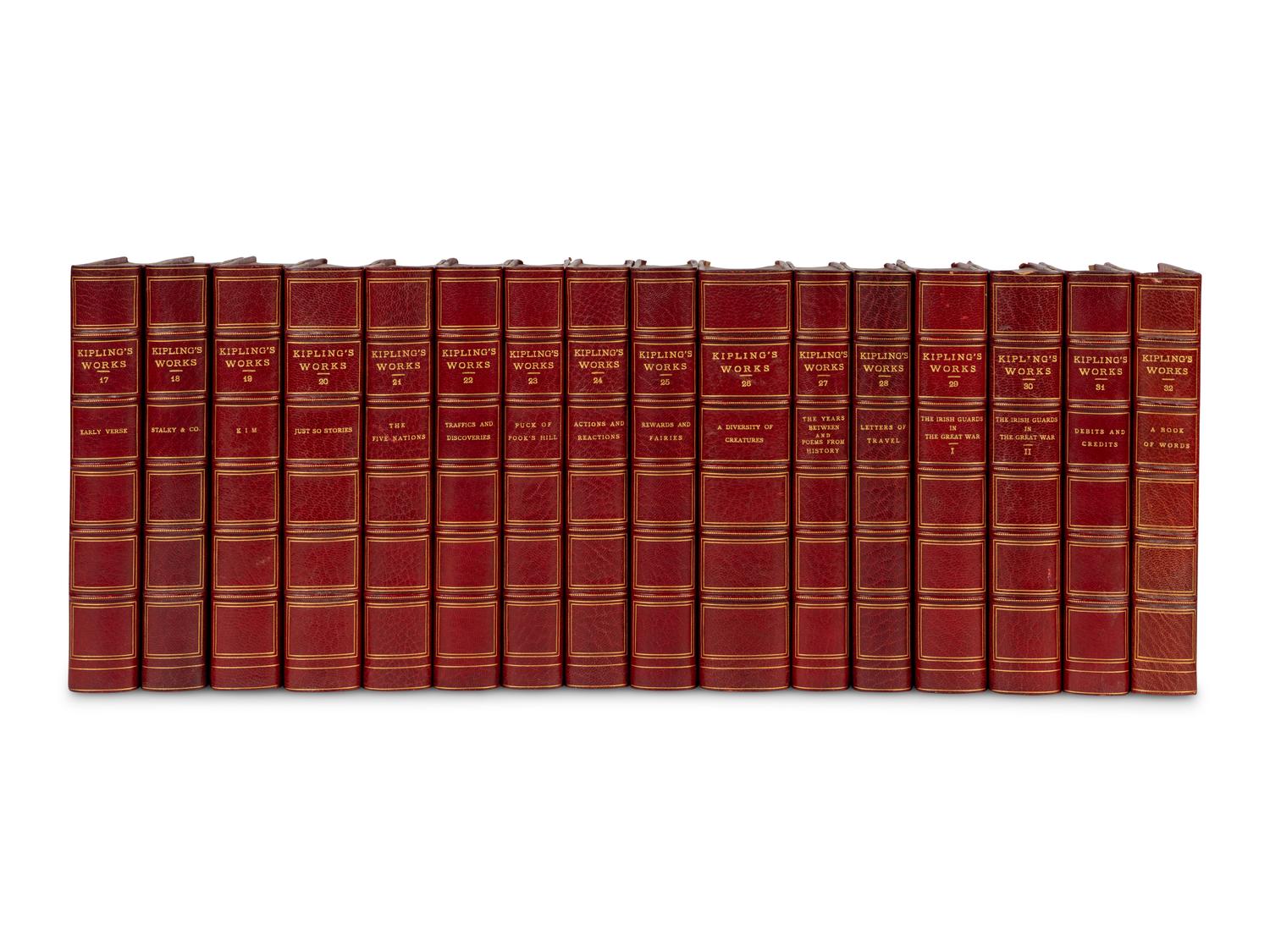 [BINDINGS]. A group of approximately 87 volumes, most in contemporary leather bindings, including works related to British history and literature, comprising: