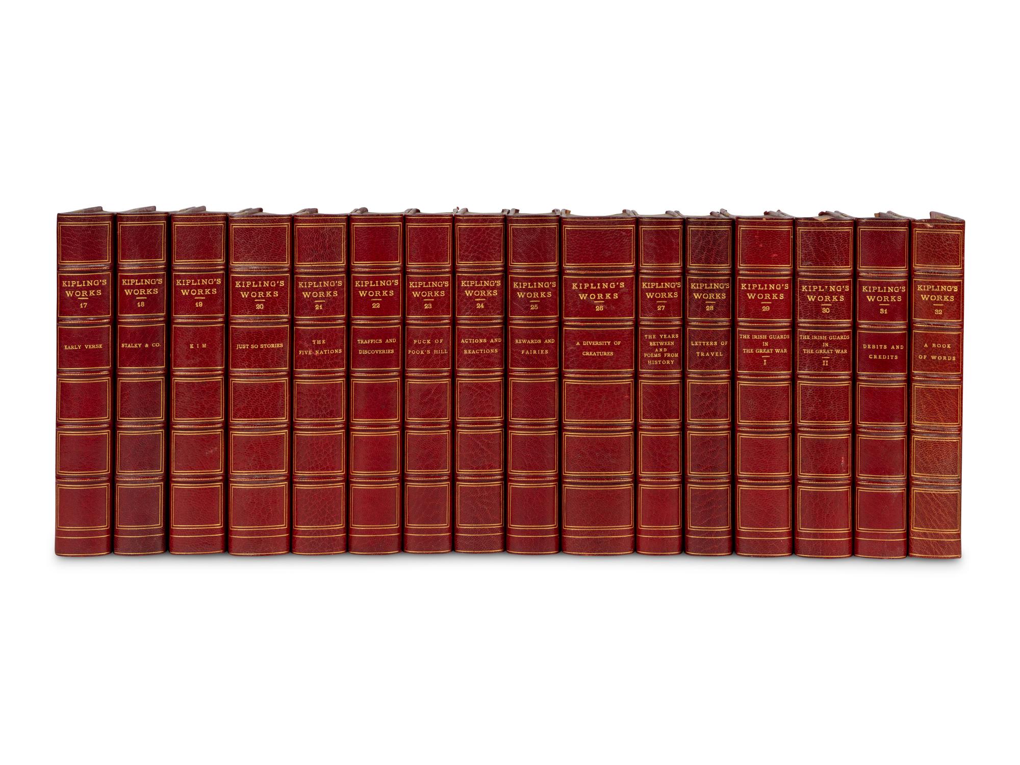 [BINDINGS]. A group of approximately 87 volumes, most in contemporary leather bindings, including works related to British history and literature, comprising: