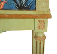 A Louis XVI Style Painted and Parcel Gilt Chinoiserie Decorated Cabinet on Stand