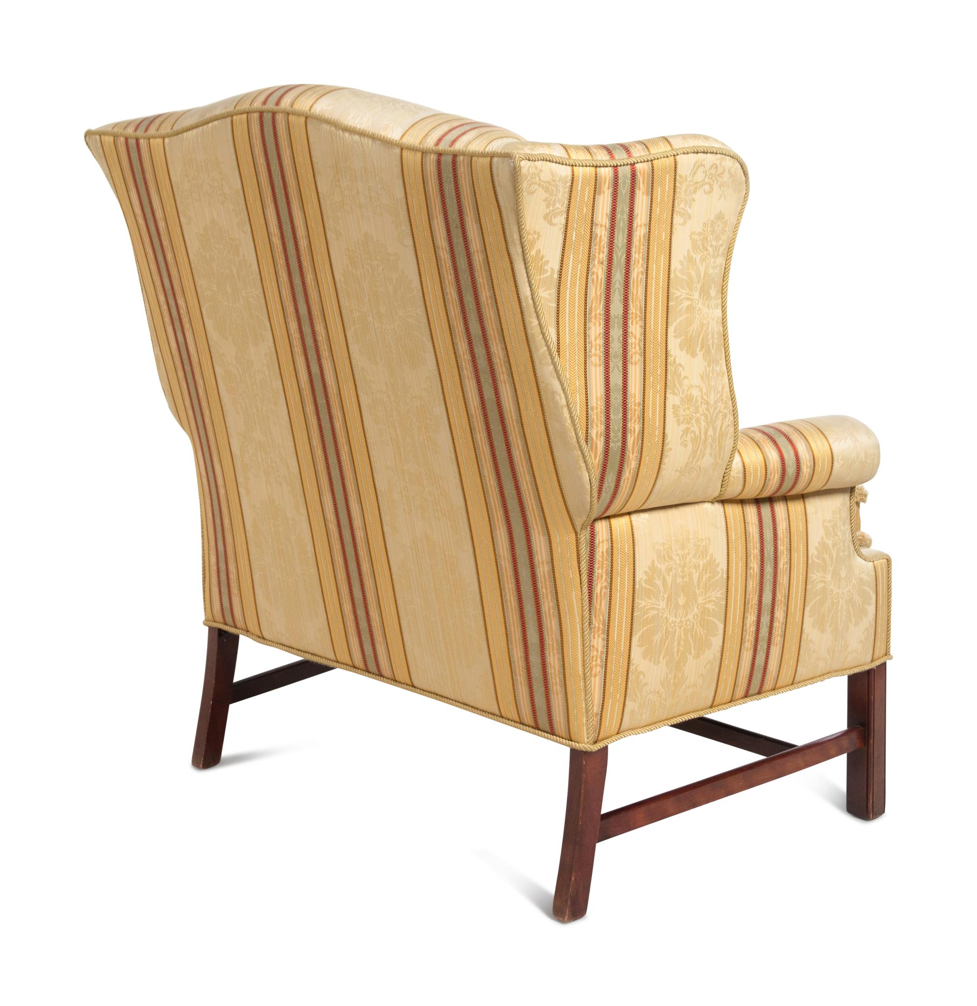 Two George III Style Mahogany Library Chairs with Scalamandré Upholstery