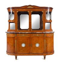 A French Gilt Bronze and Jasperware Mounted Burlwood Dining Suite