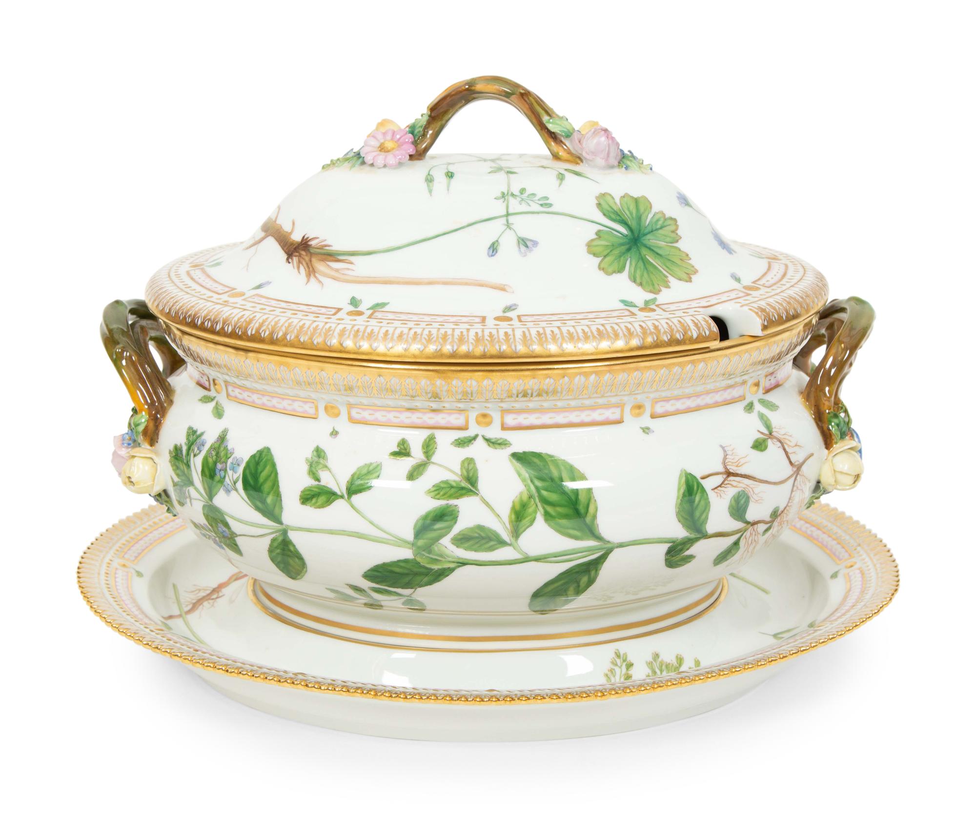 A Royal Copenhagen Flora Danica Large Porcelain Tureen and Underplate