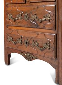 A Louis XV Walnut Marble-Top Commode