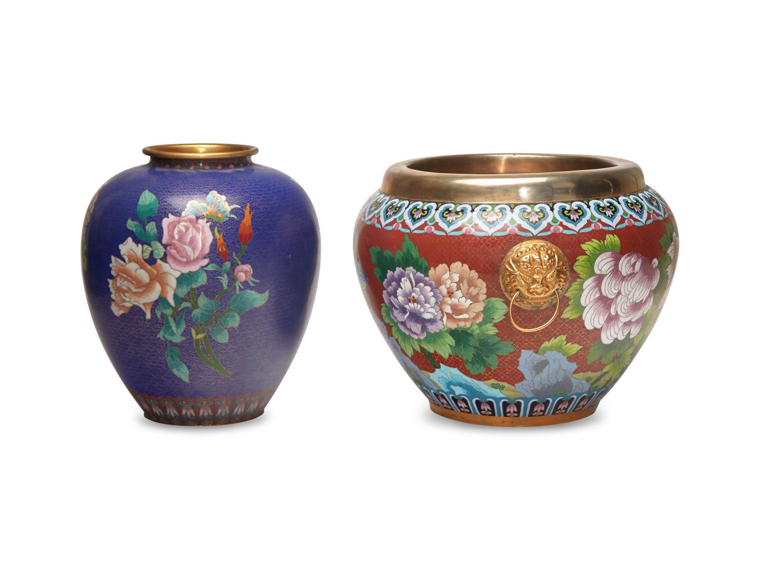 Two Cloisonne Enamel Vases