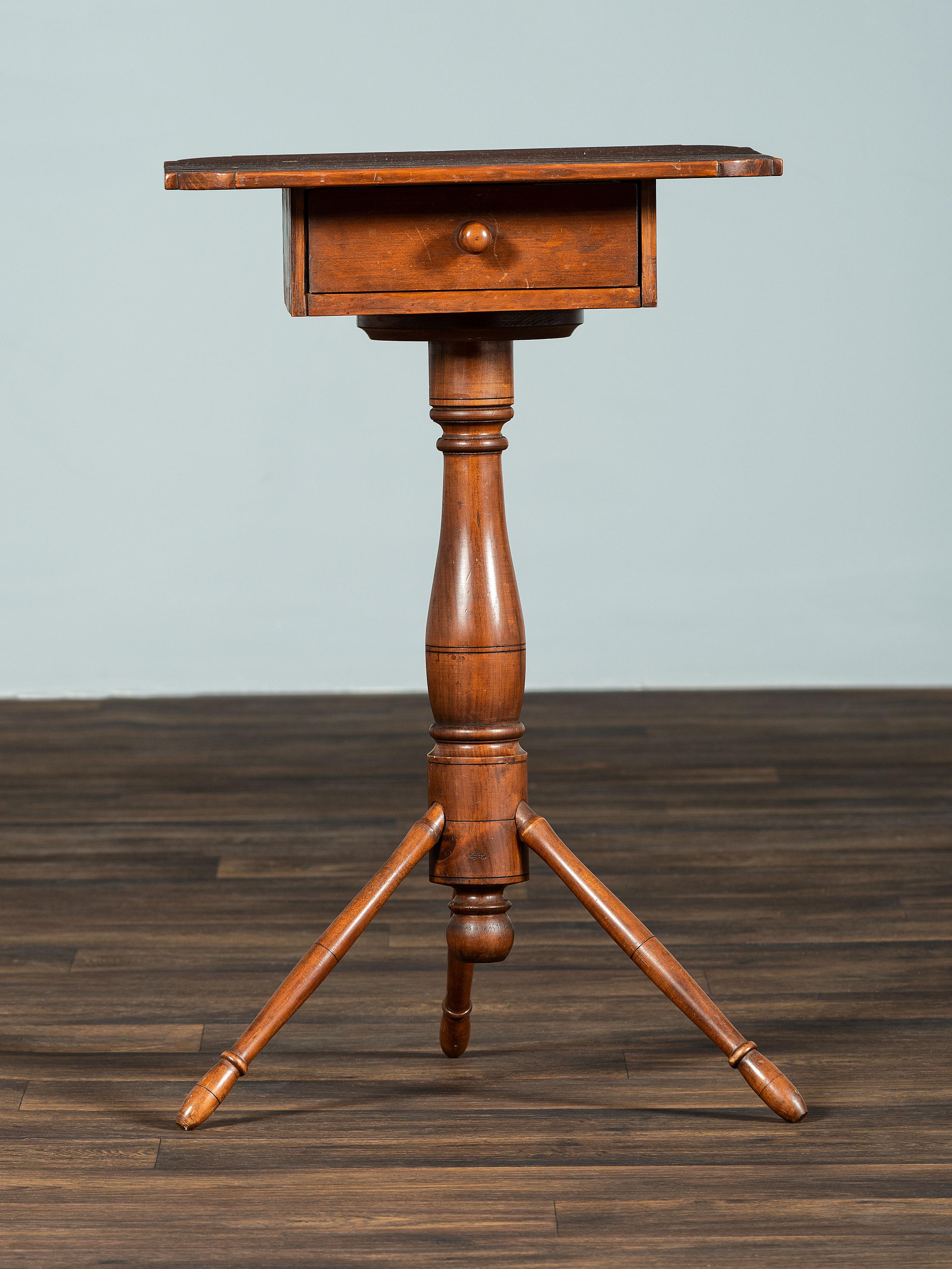 A Shaker One-Drawer Peg Leg Work Table