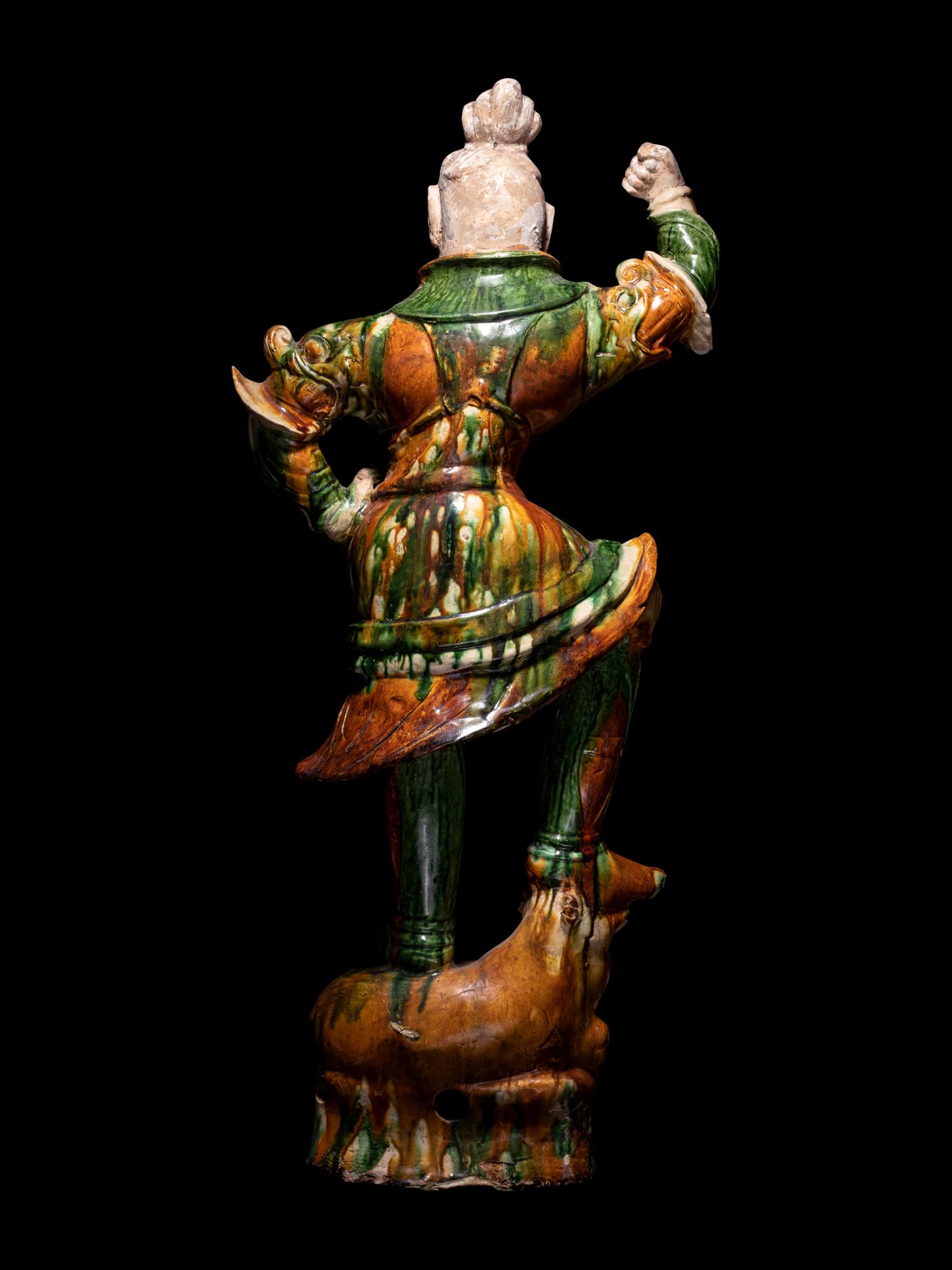 A Pair of Sancai Glazed Pottery Figures of Lokapalas