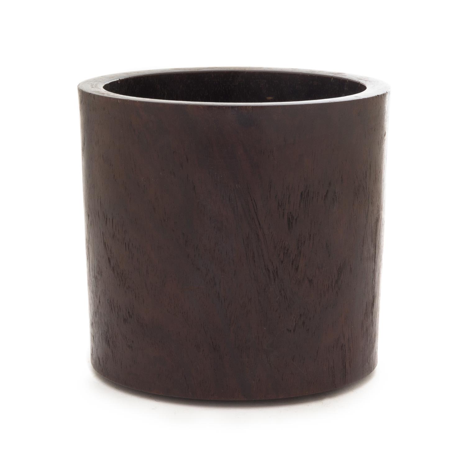 A Hongmu Brush Pot, Bitong Height 6 1/2 inches.