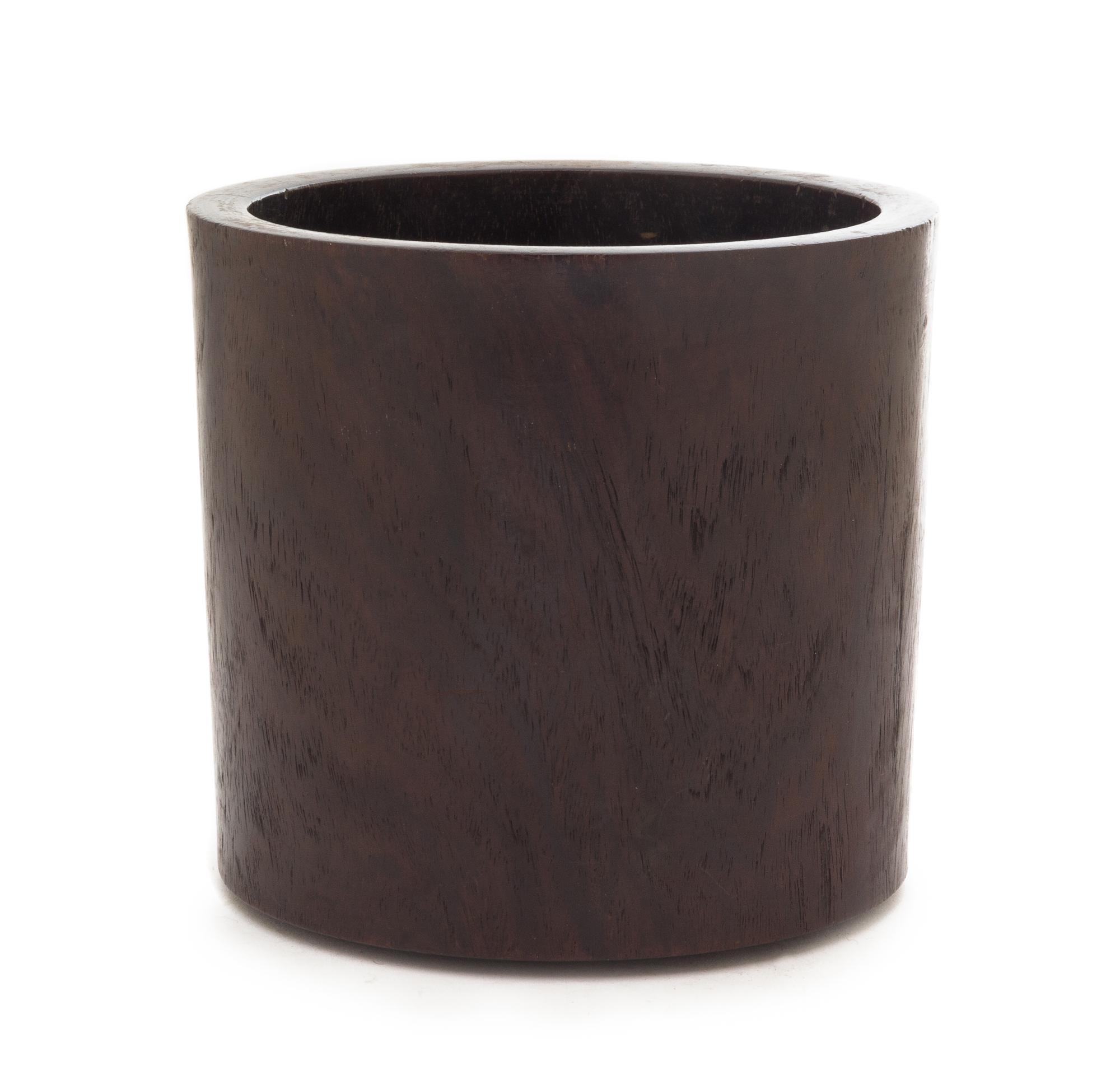 A Hongmu Brush Pot, Bitong Height 6 1/2 inches.