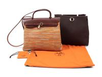 Hermès Vibrato Leather and Canvas Convertible Herbag, 2002