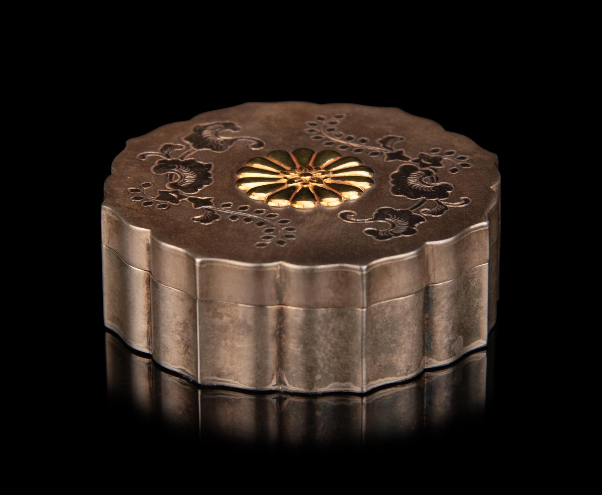 A Japanese Silver Floriform Bonbonnière