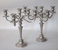 Pair of five-light sterling silver candelabra gorham corporation, providence, ri, 20th century