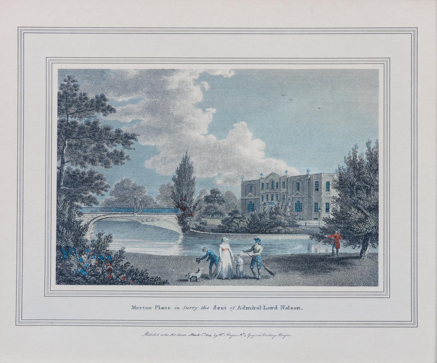 Four English Hand-colored Engravings Impression: 6 1/2 x 9 5/8 inches. — after William Angus (1752-1821)
