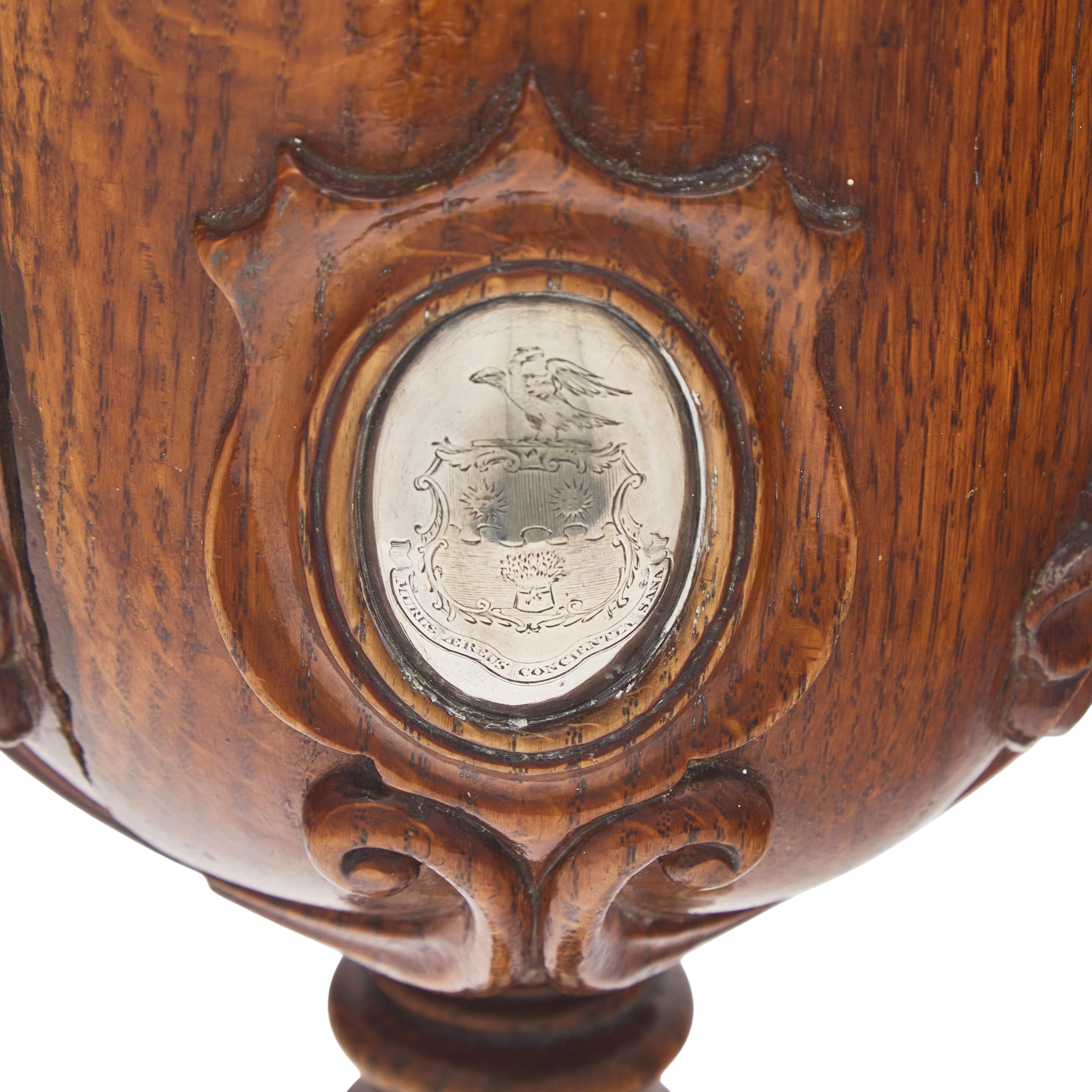 A Large Silver-Mounted Oak Presentation Goblet