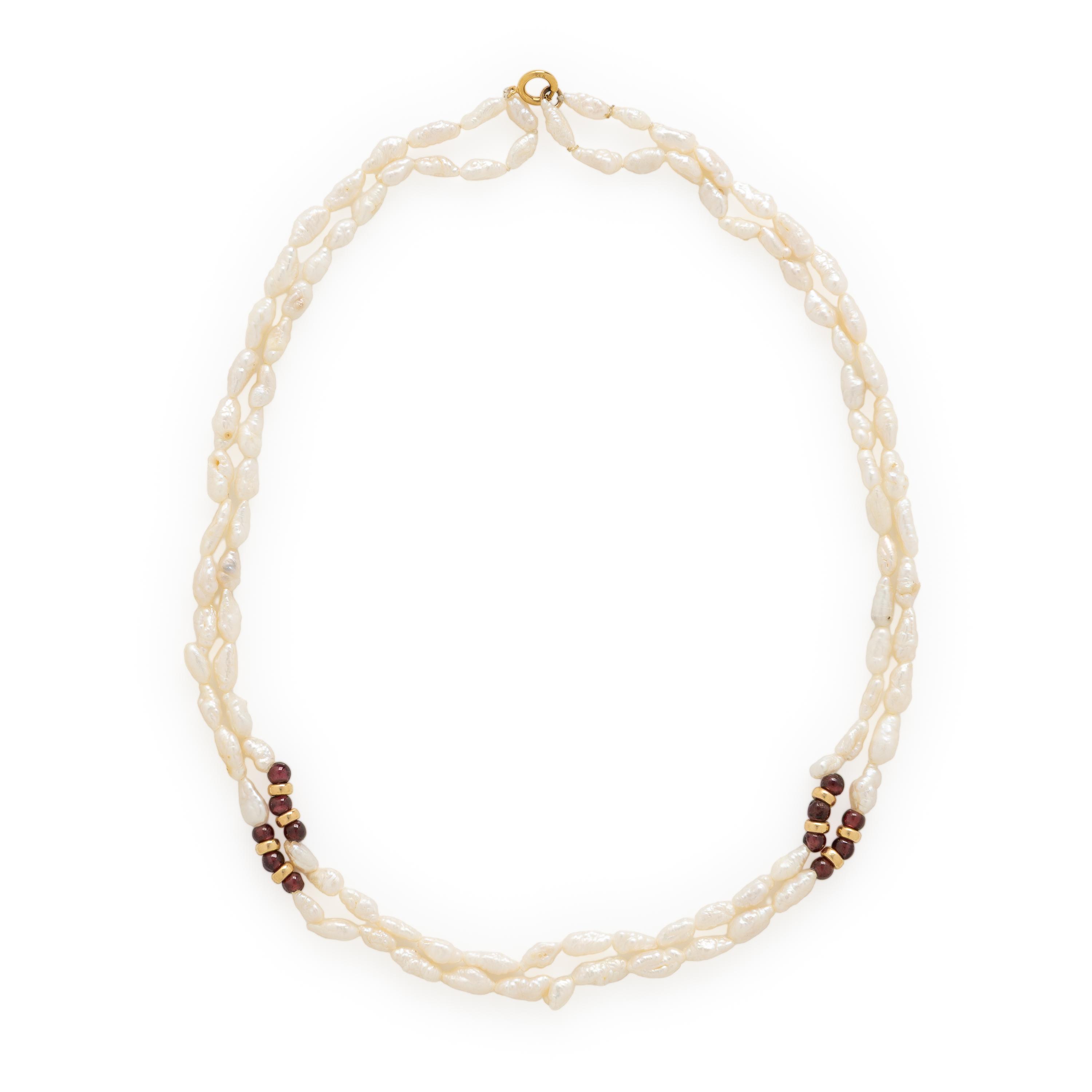 Keshi Pearl and Pink Tourmaline Necklace