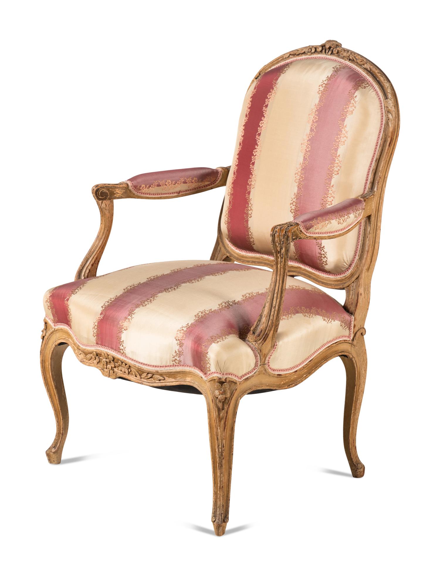 A Pair of Louis XV Style Painted Fauteuils