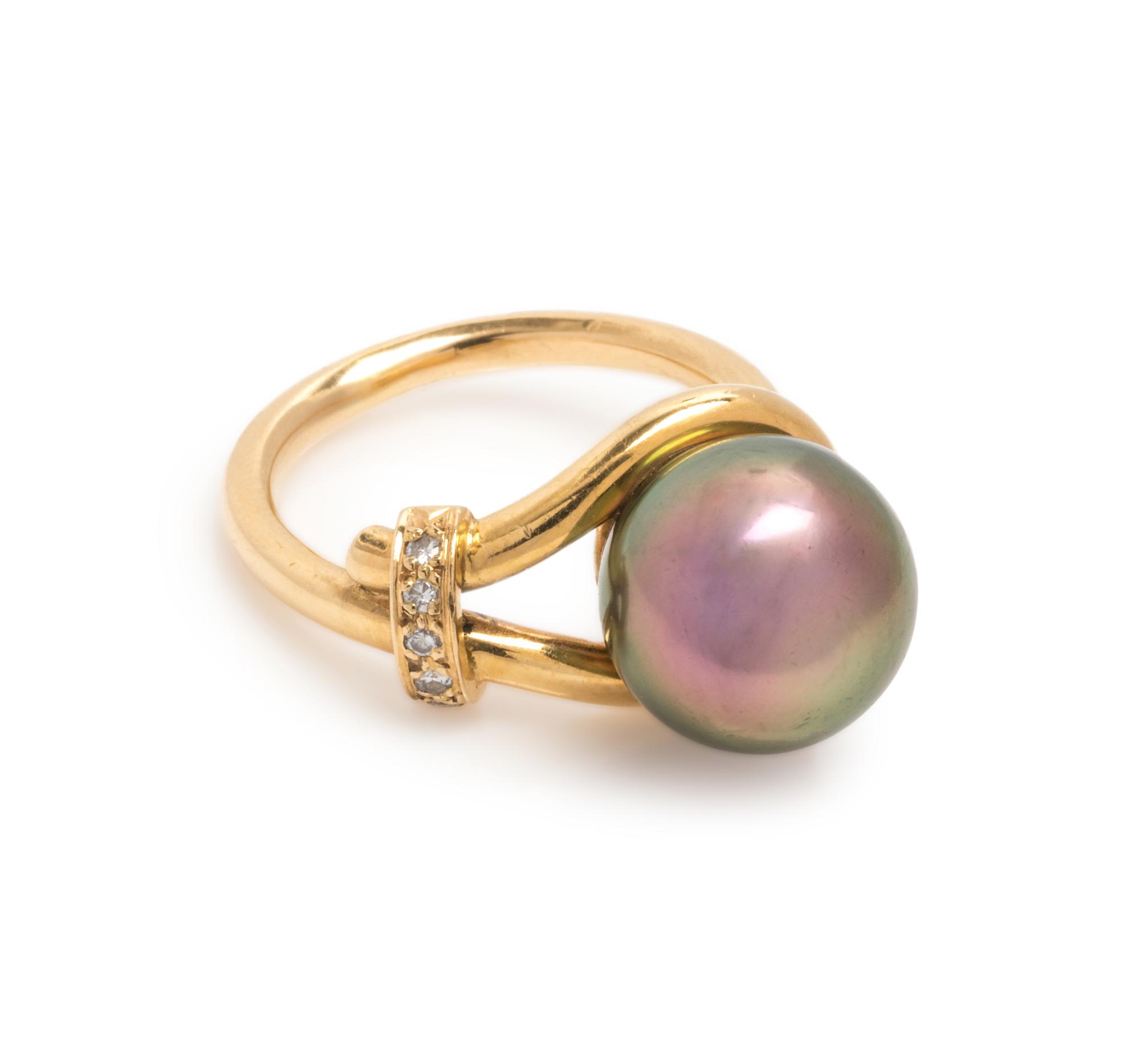 CULTURED PEARL AND DIAMOND RING