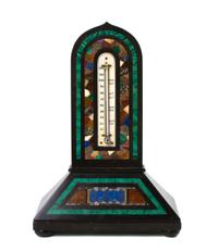 An Italian Various Marble Inlaid Table Thermometer, Height 11 1/2 inches.