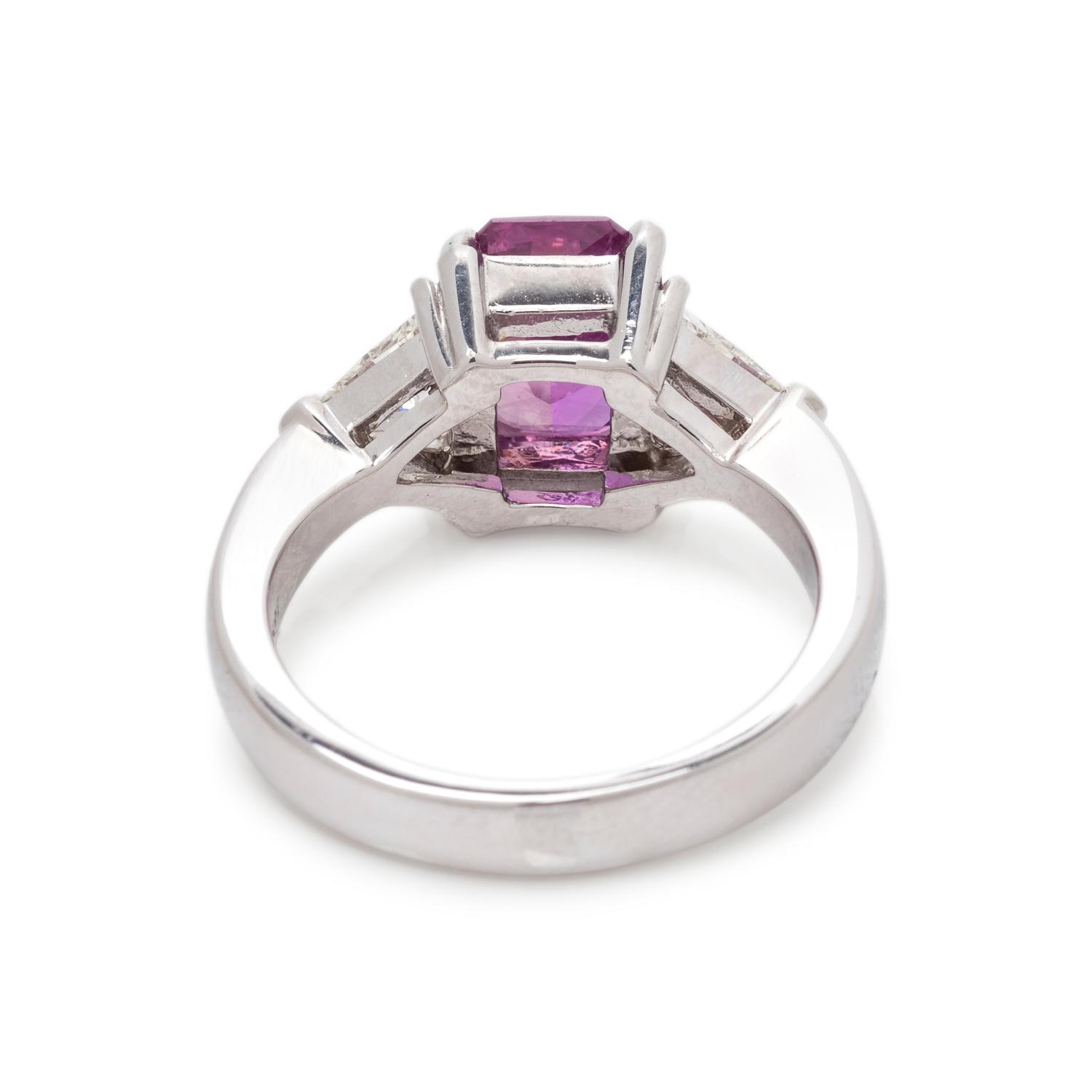 PURPLE-PINK SAPPHIRE AND DIAMOND RING