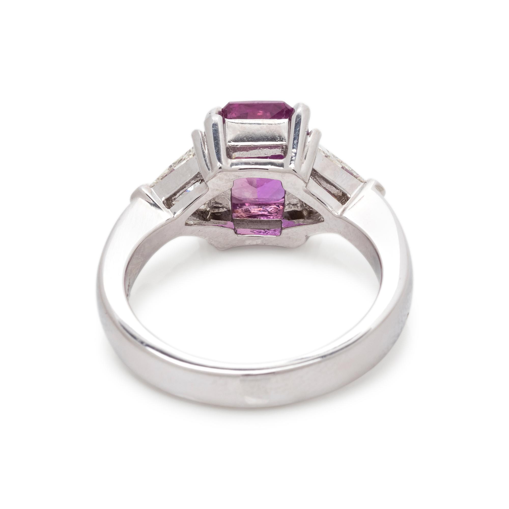 PURPLE-PINK SAPPHIRE AND DIAMOND RING