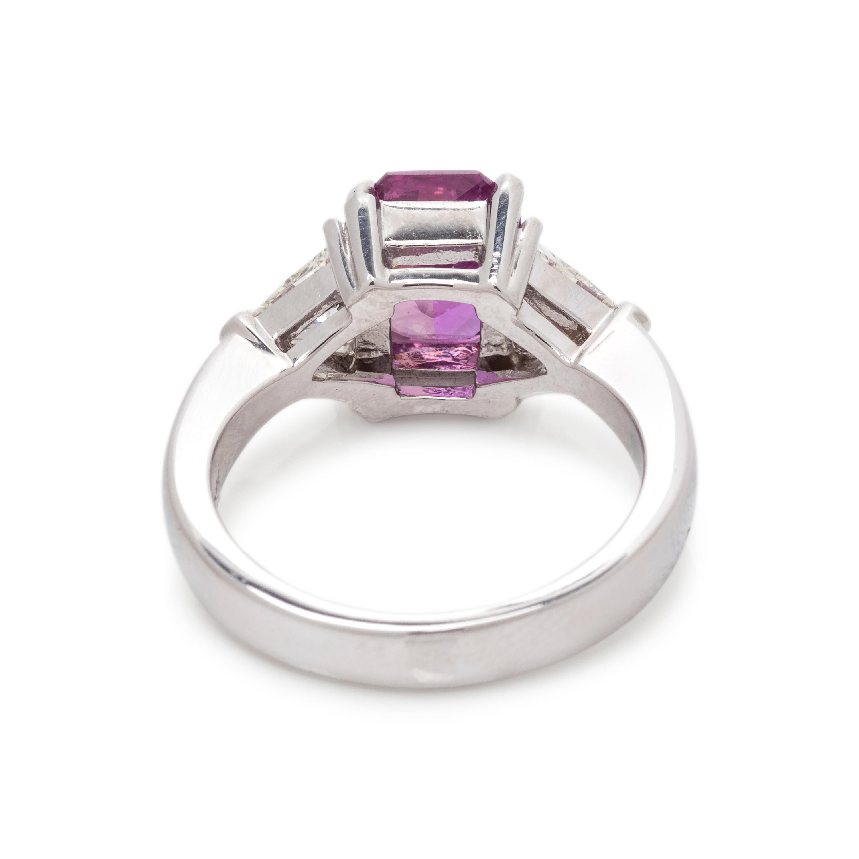 PURPLE-PINK SAPPHIRE AND DIAMOND RING