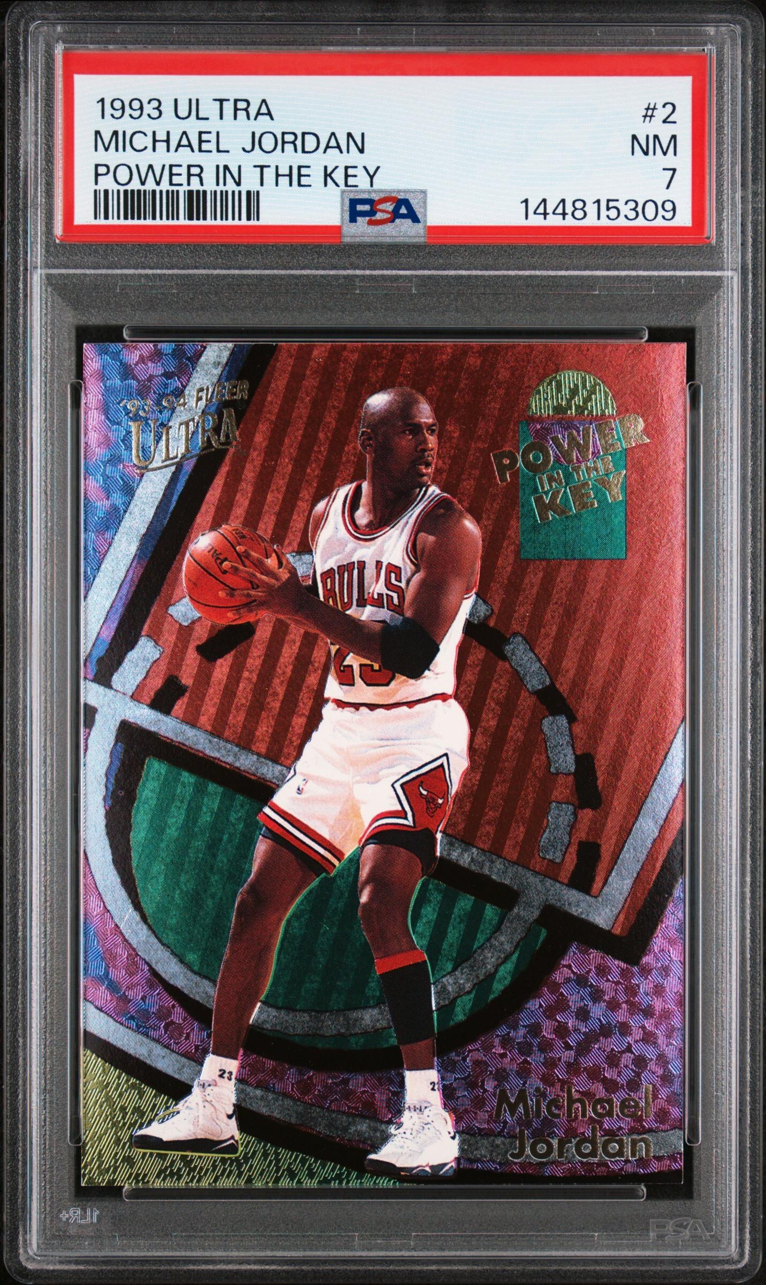 A 1993-94 Fleer Ultra Michael Jordan Power In The Key Basketball Card No. 2 (PSA 7 NM)