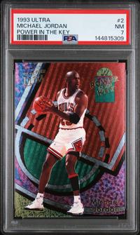 A 1993-94 Fleer Ultra Michael Jordan Power In The Key Basketball Card No. 2 (PSA 7 NM)