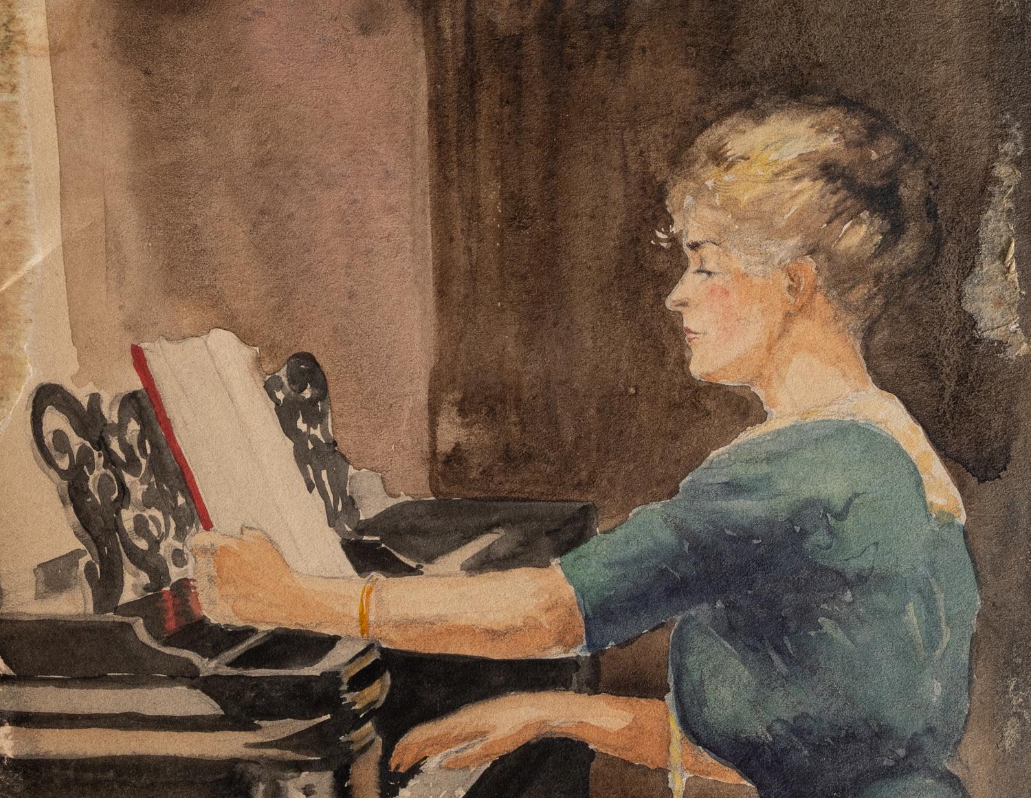 Woman at the Piano and Study for a Mural (a double-sided work)