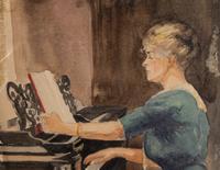 Woman at the Piano and Study for a Mural (a double-sided work)