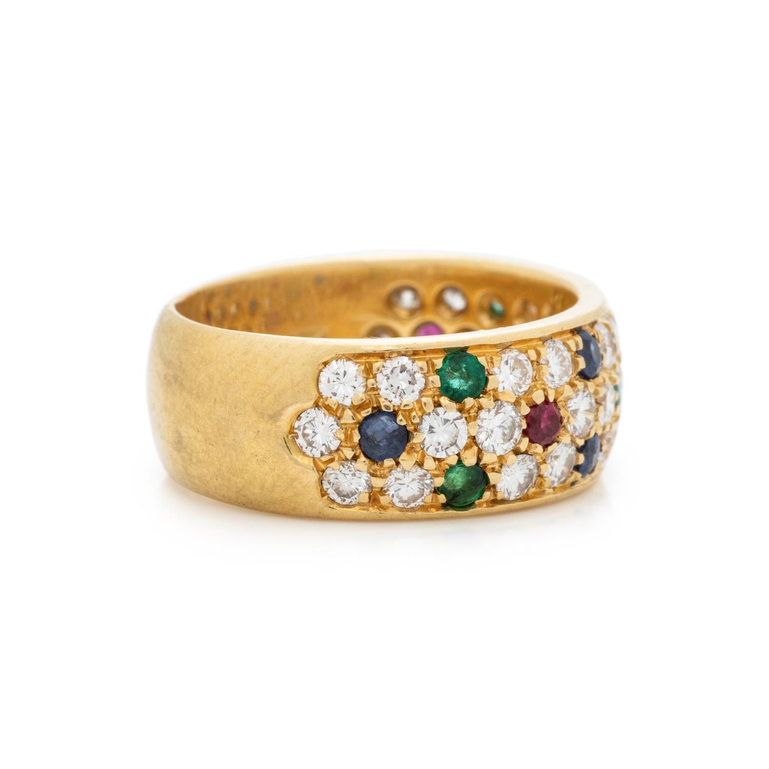 VAN CLEEF & ARPELS, DIAMOND, EMERALD, SAPPHIRE AND RUBY RING