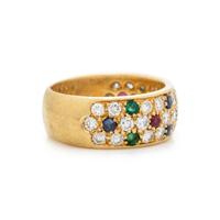 VAN CLEEF & ARPELS, DIAMOND, EMERALD, SAPPHIRE AND RUBY RING