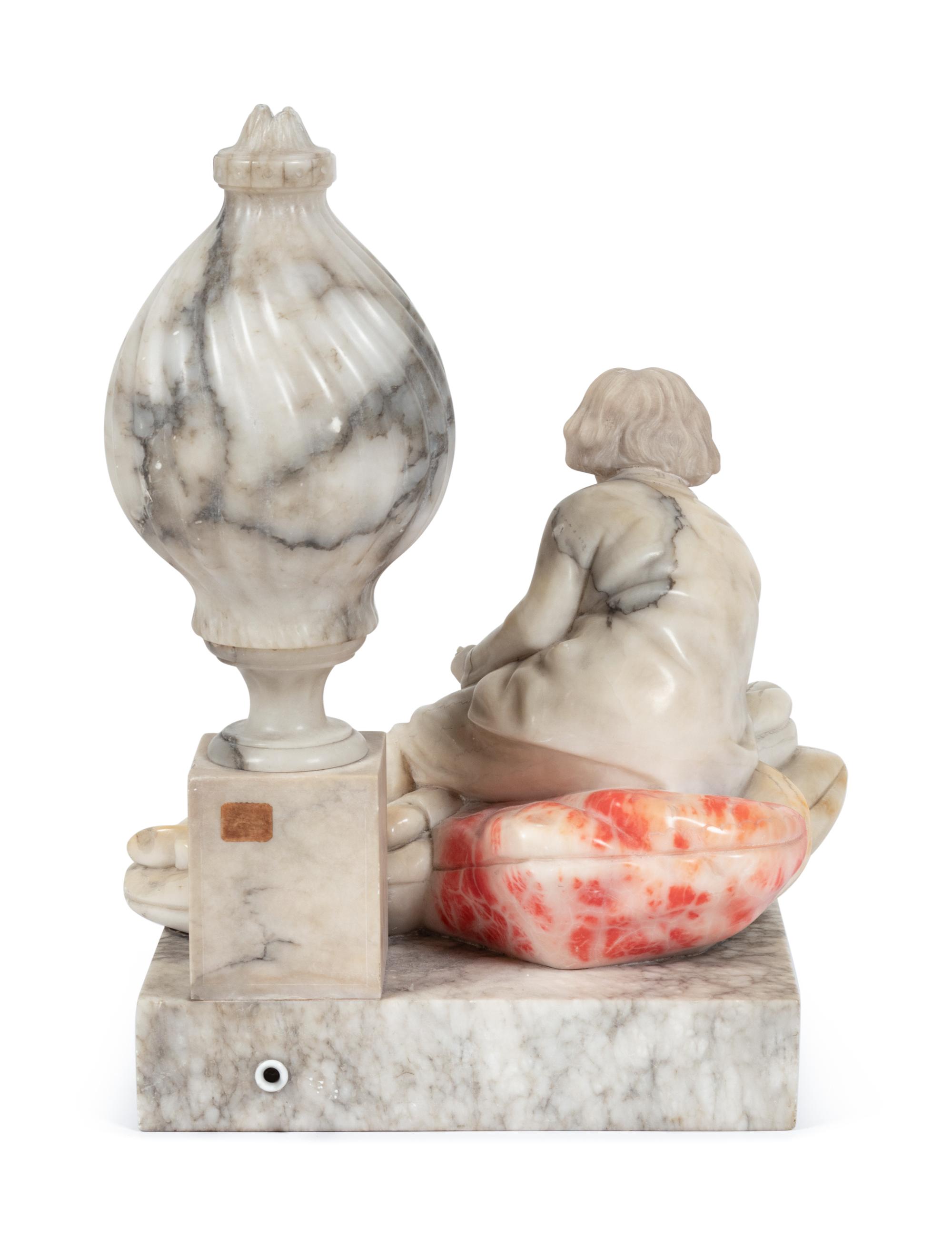 An Italian Alabaster Figural Lamp
