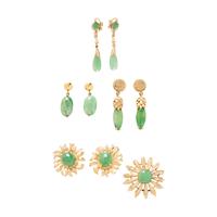 COLLECTION OF YELLOW GOLD AND JADE JEWELRY