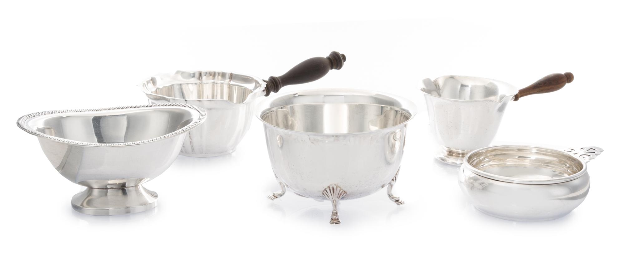 A Group of American Silver Table Articles, Various Makers, 20th Century, comprising a Gorham Mfg. Co. brandy warmer, a Quaker Silver Co