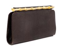 A Gucci Brown Snakeskin Clutch, 4.75" H x 8.25" W x 1.25" D.