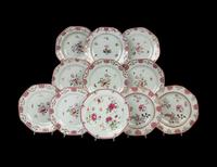 An Assembled Group of Chinese Export Famille Rose Porcelain Dishes