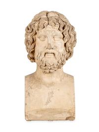 A Carved Coade Stone Bust of Zeus — LONDON, 19TH CENTURY